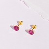 Girls' Birthstone CZ Heart Screw Back 14k Gold Earrings - In Season Jewelry - 4 of 4