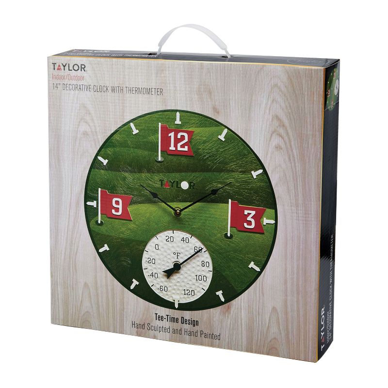 Taylor® Precision Products 14-In. x 14-In. Tee Time Poly Resin Clock and Thermometer, 2 of 7