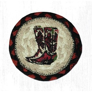 Earth Rugs 5" Boots Coaster – Rustic Farmhouse Printed Table Accessory - 1 of 3