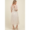 Pinkblush Cream Floral Mesh Overlay Tie Back Maternity Midi Dress - 4 of 4