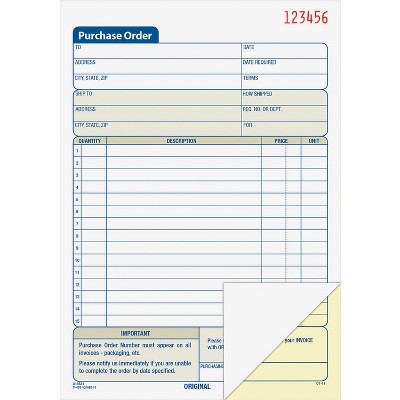 Adams Purchasing Order Book 2-Part 5-9/16"x8-7/16" 50 Sets/BK DC5831