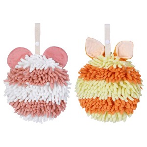 REGALWOVEN Cute Cartoon Soft Absorbent Fluffy Chenille Ball Hand Towels 2 Pcs - 1 of 4