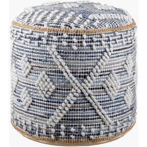 Mark & Day Ottenthal 16"H x 18"W x 18"D Bohemian/Global White Pouf - 1 of 4