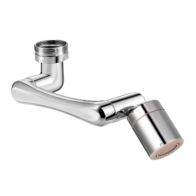 Attop 2-Pack 1440° Sink Faucet Extenders for Kids' Rooms, Bathrooms, and Kitchens; Silver Rotary Faucet Aerator with Rotary Spout Accessory