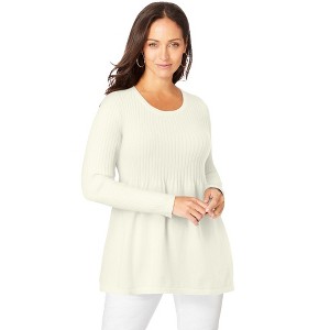 Jessica London Ribbed Baby Doll Tunic Sweater - 1 of 4