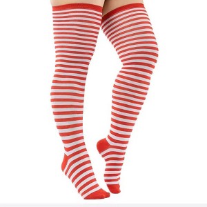 Large Sized Striped Patterned - Thigh High Socks - from the Sock Panda (Women's Sizes, Adult Medium) - 1 of 3