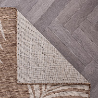 Brown Floral Synthetic Flat Woven Indoor/Outdoor Runner Rug 2'x7'