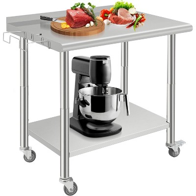 Heavy Duty Stainless Steel Work Table, Adjustable Height Utility Table for Home, Garage, and Restaurant Use