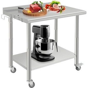 Heavy Duty Stainless Steel Work Table, Adjustable Height Utility Table for Home, Garage, and Restaurant Use - 1 of 4