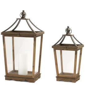 Wooden Candle Lantern Decor – 30.5" Tall Display, Set of 2 by Melrose - 1 of 4