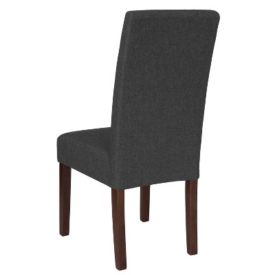 High Parsons Light Gray Fabric Side Chair with Mahogany Wood Legs