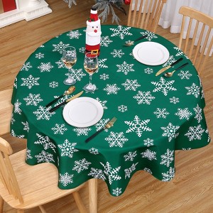 Christmas Tablecloth, Simple Snow Stick Figure Washable Table Cover, Holiday Decorative Dining Table Cover for Party Picnic Dinner Decor - 1 of 4
