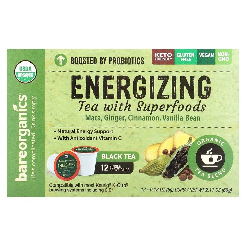 Bareorganics Energizing, Tea With Superfoods, Black Tea, 12 Cups, 0.18 ...