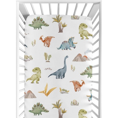 Sweet Jojo Designs Boy Baby Fitted Crib Sheet Watercolor Dinosaur Dino Multicolor - image 1 of 4