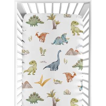 Sweet Jojo Designs Boy Baby Fitted Crib Sheet Watercolor Dinosaur Dino Multicolor