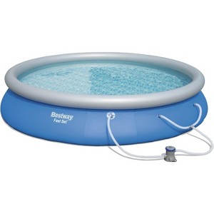 Bestway Fast Set PVC 15' Above Ground Round Inflatable Swimming Pool Set with 530 GPH Filter Pump - 1 of 4