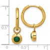 Chisel Stainless Steel Polished Yellow IP-plated with Removeable Green CZ Dangle Hinged Hoop Earrings - 4 of 4