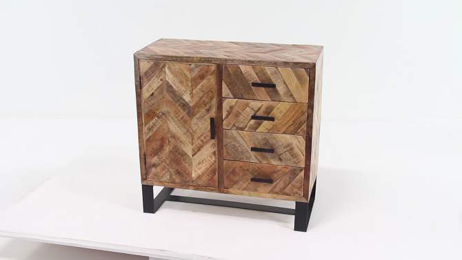Contemporary Zigzag Pattern Mango Wood Cabinet Brown - Olivia &#38; May, 2 of 18, play video