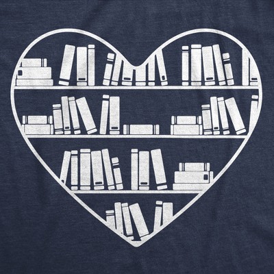 Мужские футболки Crazy Dog T-Shirts, Inc. Mens Bookshelf Heart Funny T Shirt Reading Graphic Tee for Men - Crazy Dog Men's T Shirt for Nerds Navy XL — фото 2