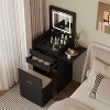 ELECWISH Vanity Set with Flip-top Mirror and Lights, Compact Mini Dressing Table with Fold-up Panel and Storage Chair - 2 of 4