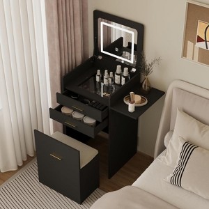 Elecwish Small Vanity Desk Set with Flip-top Mirror and Lights - 1 of 4