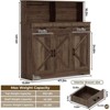 Farmhouse Buffet Sideboard - Barn Door Storage Cabinet with Microwave Stand & Drawers for Kitchen/Dining Room - 2 of 4