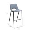 Desi Armless 40" H Barstools Set of 2 – Faux Leather Azure Gray Seat, Steel Base by Zuo Modern - 4 of 4