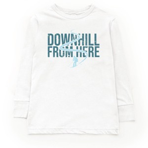 Downhill From Here Skiing - Youth Long Sleeve Graphic T-Shirt - 1 of 4