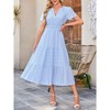 Coolmee Women Summer Maxi Dress Casual V Neck Short Sleeve Smocked Dresses Ruffle Tiered Hem Beach Party Long Flowy Sundresses - 3 of 4
