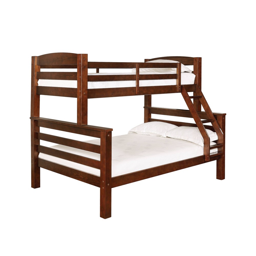 Photos - Bed Frame Twin Over Full Avery Modern Espresso Solid Wood Built In Ladder Kids' Bunk