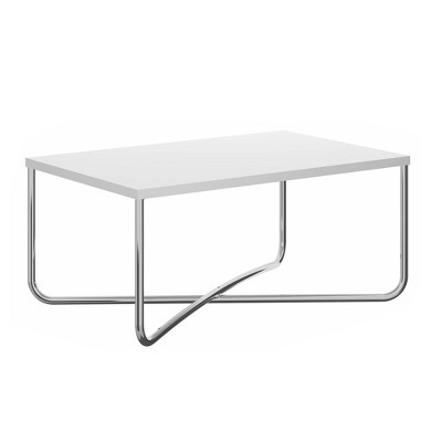 Coffee Table with Rectangular Top and X Base White/Chrome - The Urban Port