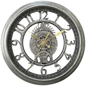 REGALWOVEN Plastic Silent Battery Powered Rustic Farmhouse Gear Wall Clock 11 x 11 Inches - 1 of 4
