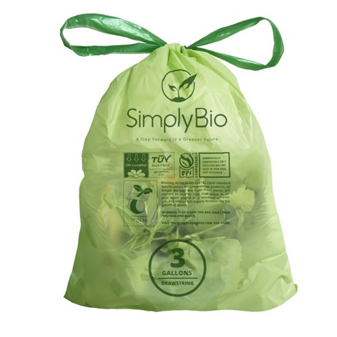 13 Gallon Compostable Tall Kitchen Trash Bags, 50 Counts, Flat Top