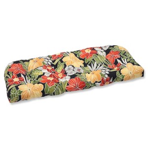 Clemens Outdoor Wicker Loveseat Cushion - Black - Pillow Perfect - 1 of 4