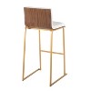 LumiSource Set of 2 30" Mason Mara Barstools Gold Metal Walnut Wood/White PU Leather - 4 of 4