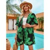 Women's Boho 2 Piece Outfits Tropical Open Front Blouse and Shorts Set - 2 of 4