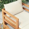 vidaXL Sun Lounger with Cream White Cushions Solid Acacia Wood - 3 of 4