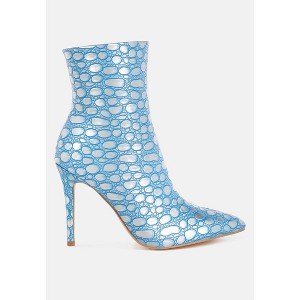 Moolah Embossed Stiletto Heel Ankle Women Boots - 1 of 4