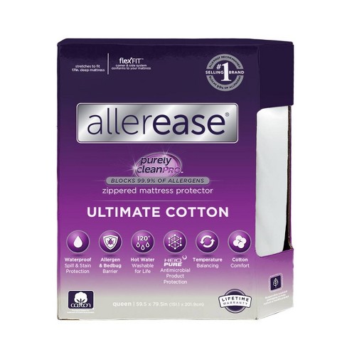 Allerease Twin Maximum Allergy Zippered Mattress Protector, White