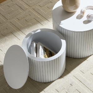 NicBex Nesting Coffee Tables Set of 2, Round Fluted Design with Hidden Storage, Minimalist Accent Table for Living Room lounge - 1 of 4