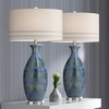 Possini Euro Design Annette 38" Tall Large Modern Coastal End Table Lamps Set of 2 Blue Drip Finish Ceramic Living Room Bedroom (Colors May Vary) - 2 of 4