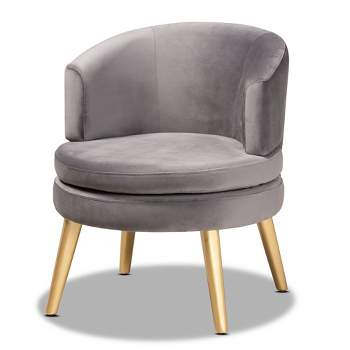 Baptiste Glam and Luxe Velvet Fabric Upholstered Wood Accent Chair - Baxton Studio