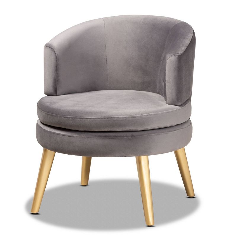 Baptiste Glam and Luxe Velvet Fabric Upholstered Wood Accent Chair - Baxton Studio, 1 of 9