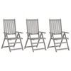 vidaXL Outdoor Recliner Chairs 3 Pcs, Patio Reclining Chair with Cushions, Recliner Patio Lounge Chair for Garden, Retro Style, Solid Wood Acacia - 2 of 4