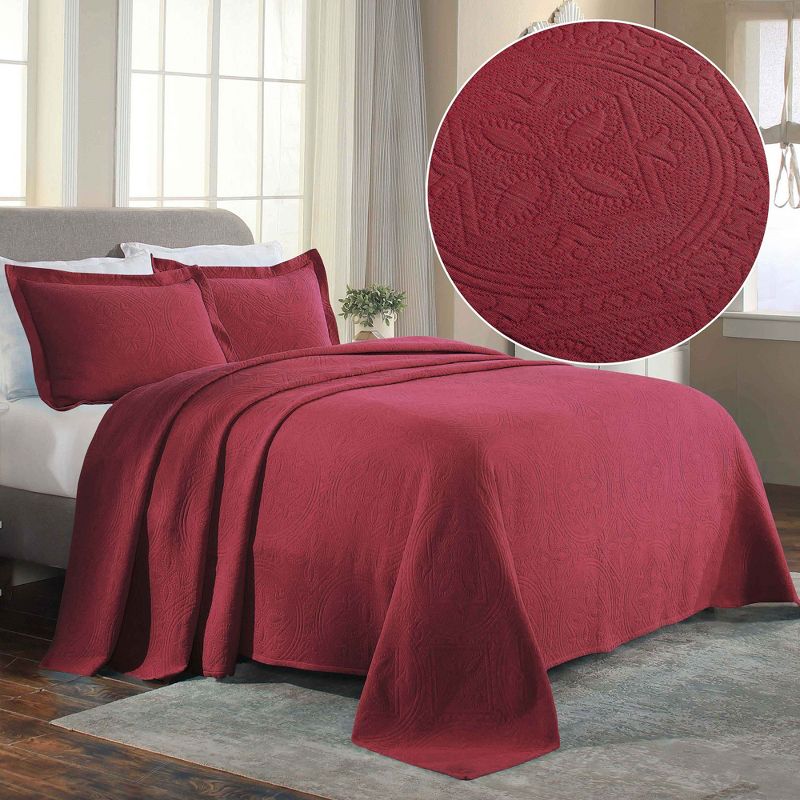Celtic Textured Jacquard Matelass Scalloped Bedspread Set by Blue Nile Mills, 1 of 8
