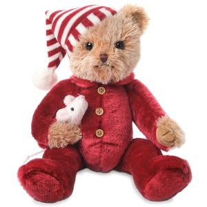 Bearington Sleepy and Squeek Christmas Teddy Bear, Christmas Bear Decor, 14 Inch Holiday Bear, Ideal Christmas Bear Gift for Kids - 1 of 4