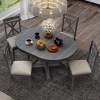 Merax 5-Piece Retro Dining Set with Extendable Round Table, 12-Inch Leaf, and Upholstered Chairs - 2 of 4