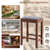 Tangkula 4 PCS Upholstered Bar Stools Wooden Counter Height Chairs Dining - 3 of 4