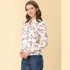Allegra K Women's Floral Print Split V Neck Office Long Sleeve Blouse - 4 of 4