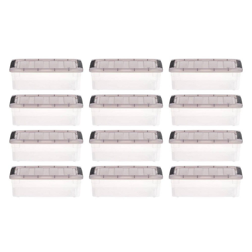 IRIS 5qt 12pk Stack & Pull Box Clear with Gray Lid